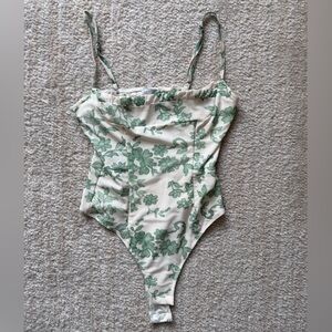 Princess Polly Green Floral Bodysuit